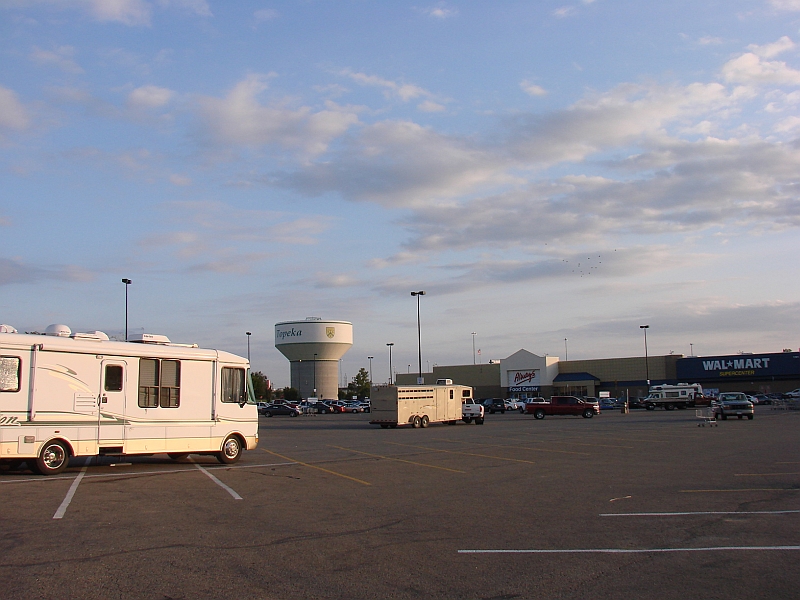 Parked at the Topeka, KS Walmart for the night - another windy drive!